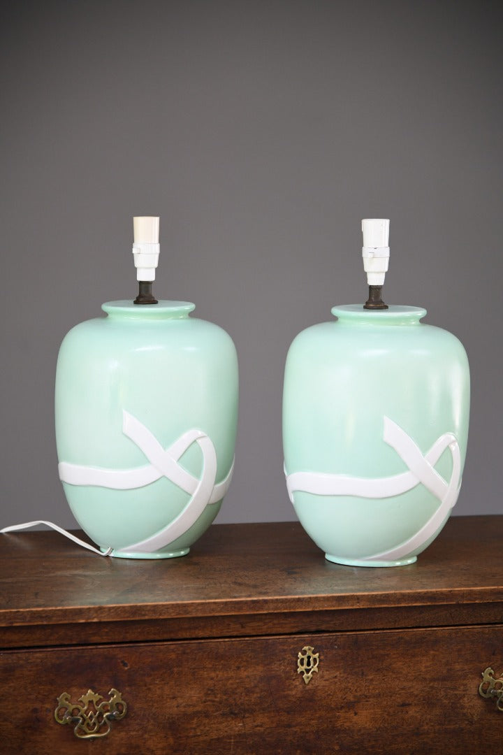 Pair Mint Green Ceramic Lamps