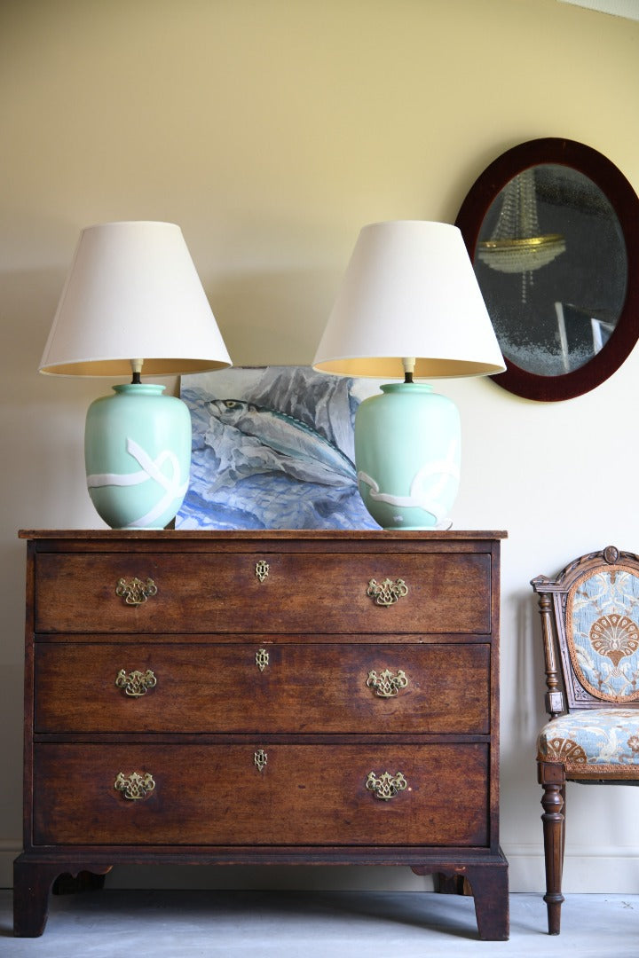 Pair Mint Green Ceramic Lamps