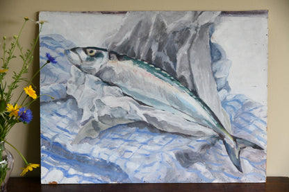 Still Life - Mackerel Oil Painting