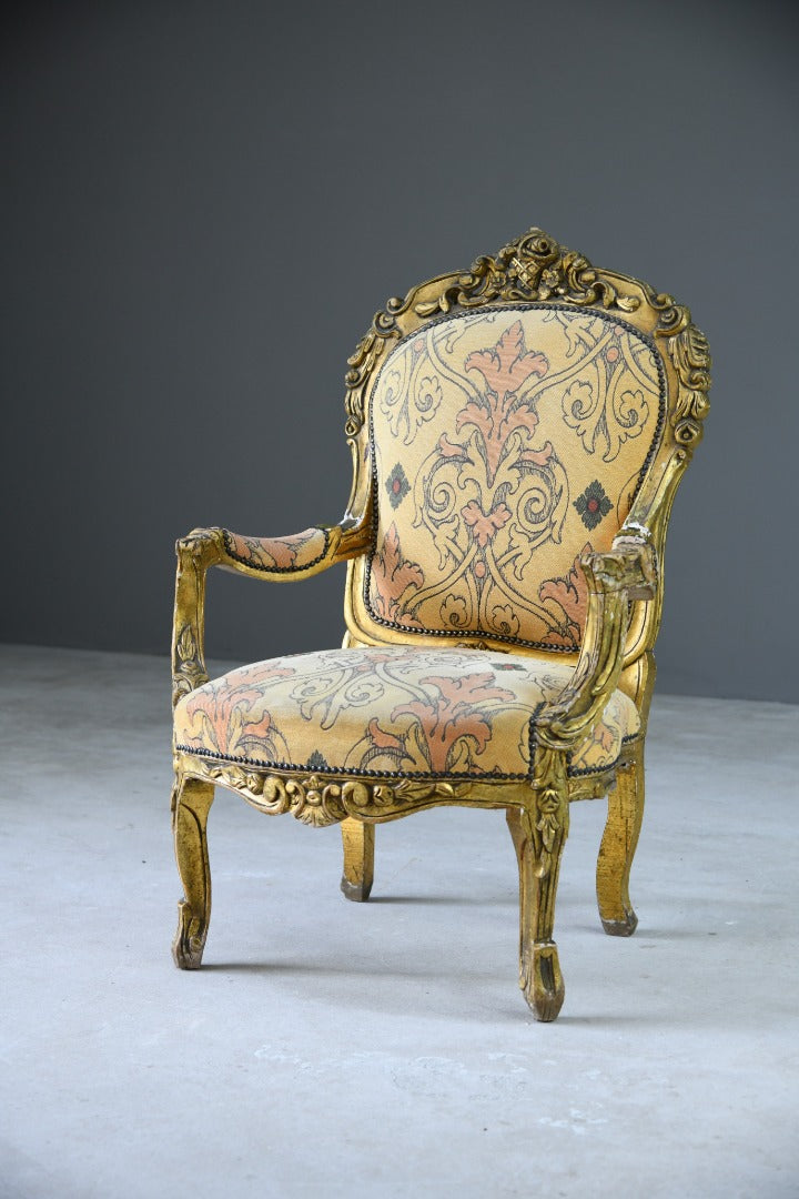 Antique French Carved Frame Accent Chair ~ Louis XV Fauteuil ~ Rococo Chair