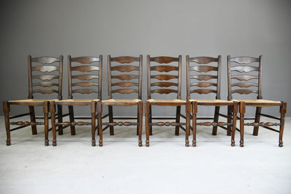 Set 6  Oak Ladderback Dining Chairs