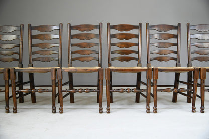 Set 6  Oak Ladderback Dining Chairs