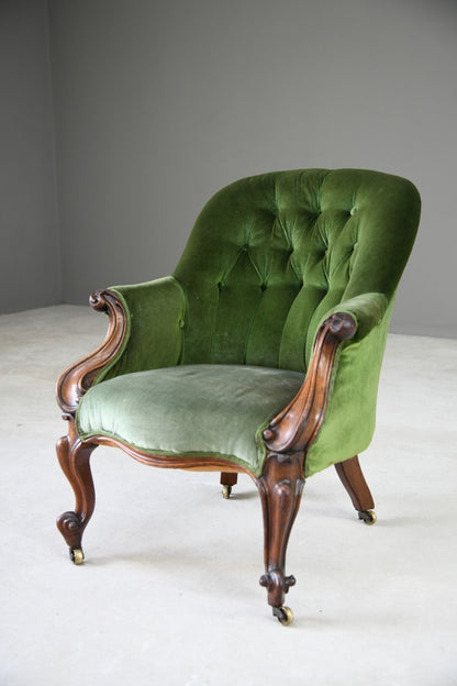 Victorian Rosewood Upholstered Armchair