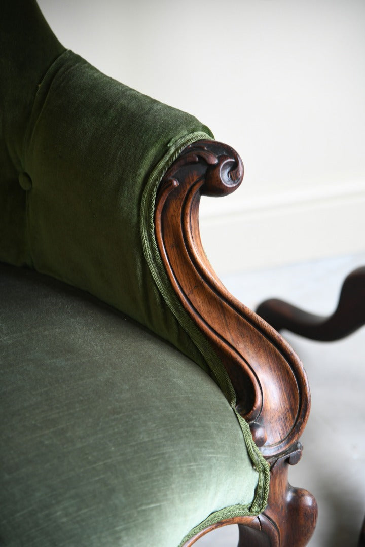 Victorian Rosewood Upholstered Armchair