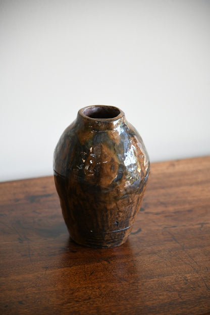 Large Brown Glazed Earthenware Vase