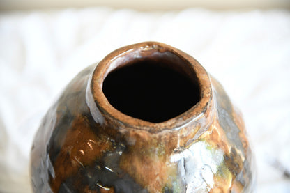 Large Brown Glazed Earthenware Vase