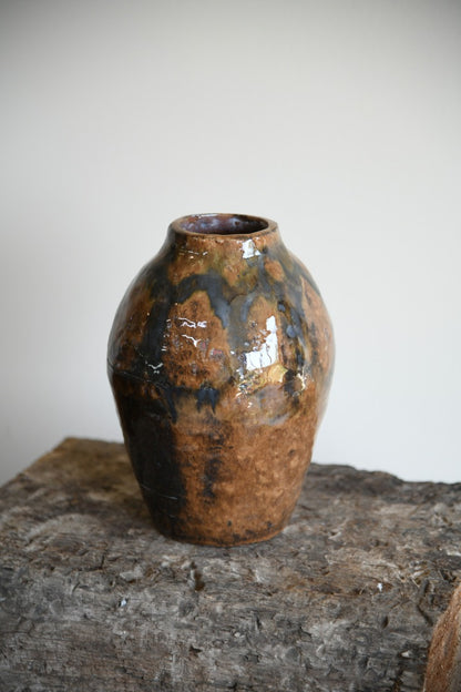 Large Brown Glazed Earthenware Vase