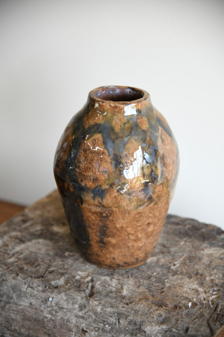 Large Brown Glazed Earthenware Vase