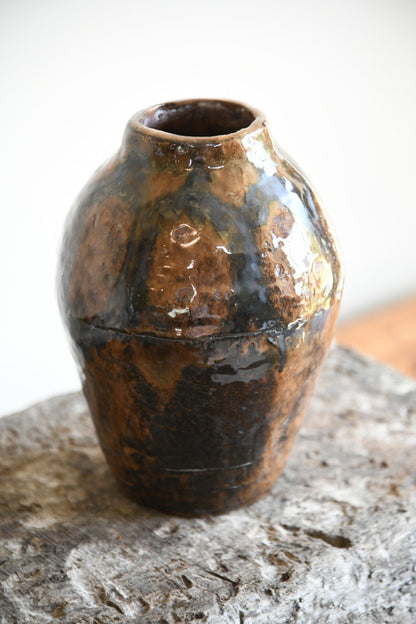 Large Brown Glazed Earthenware Vase