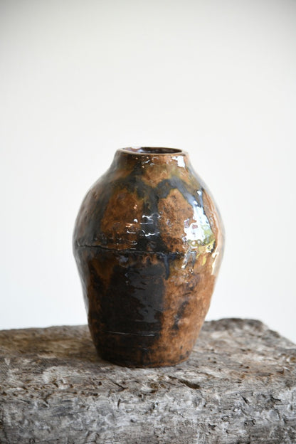 Large Brown Glazed Earthenware Vase