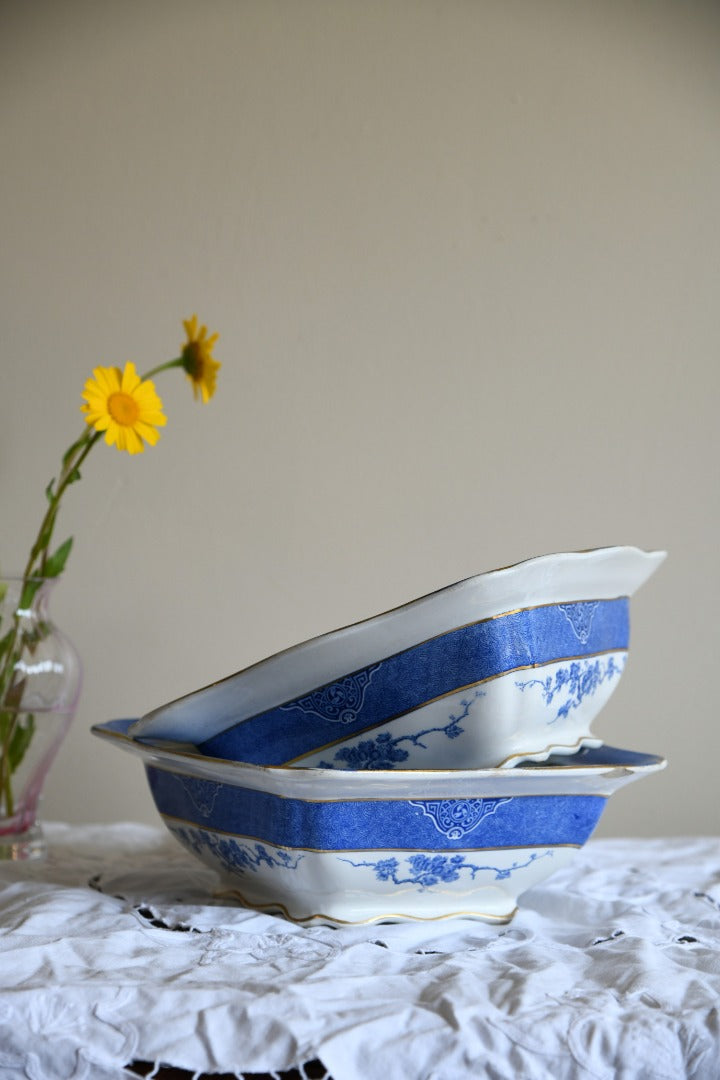 Pair Furnivals Blue and White Vegetable Tureen