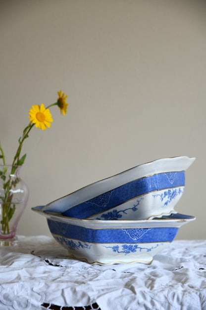 Pair Furnivals Blue and White Vegetable Tureen