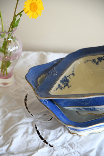 Pair Furnivals Blue and White Vegetable Tureen