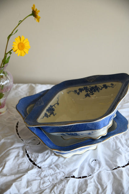 Pair Furnivals Blue and White Vegetable Tureen