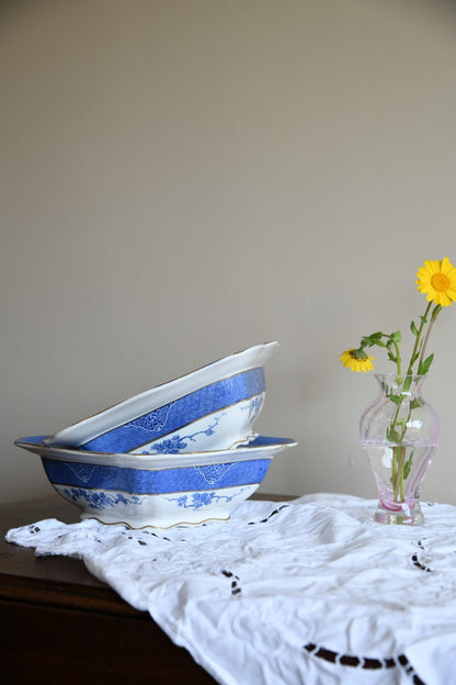 Pair Furnivals Blue and White Vegetable Tureen