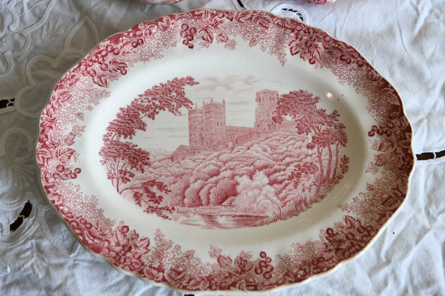 Pink Transferware Jugs & Plate