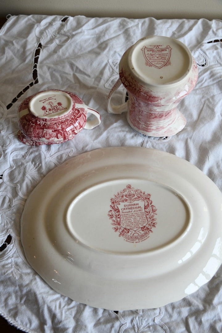 Pink Transferware Jugs & Plate