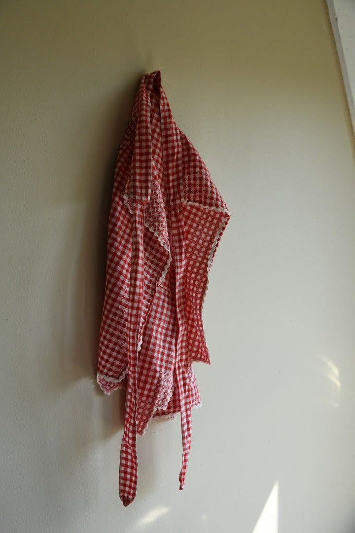 Vintage Red Gingham Cotton Apron