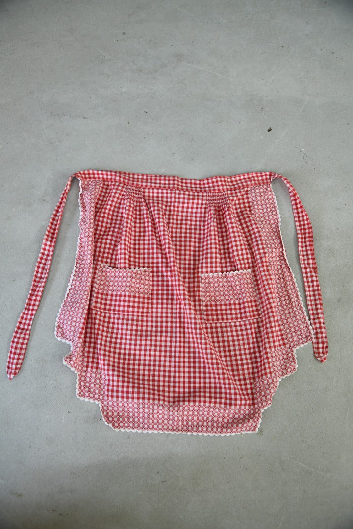 Vintage Red Gingham Cotton Apron