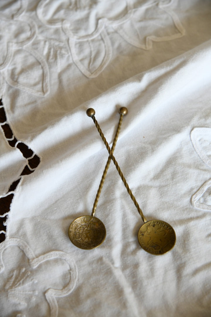 Pair Vintage Coin Spoons