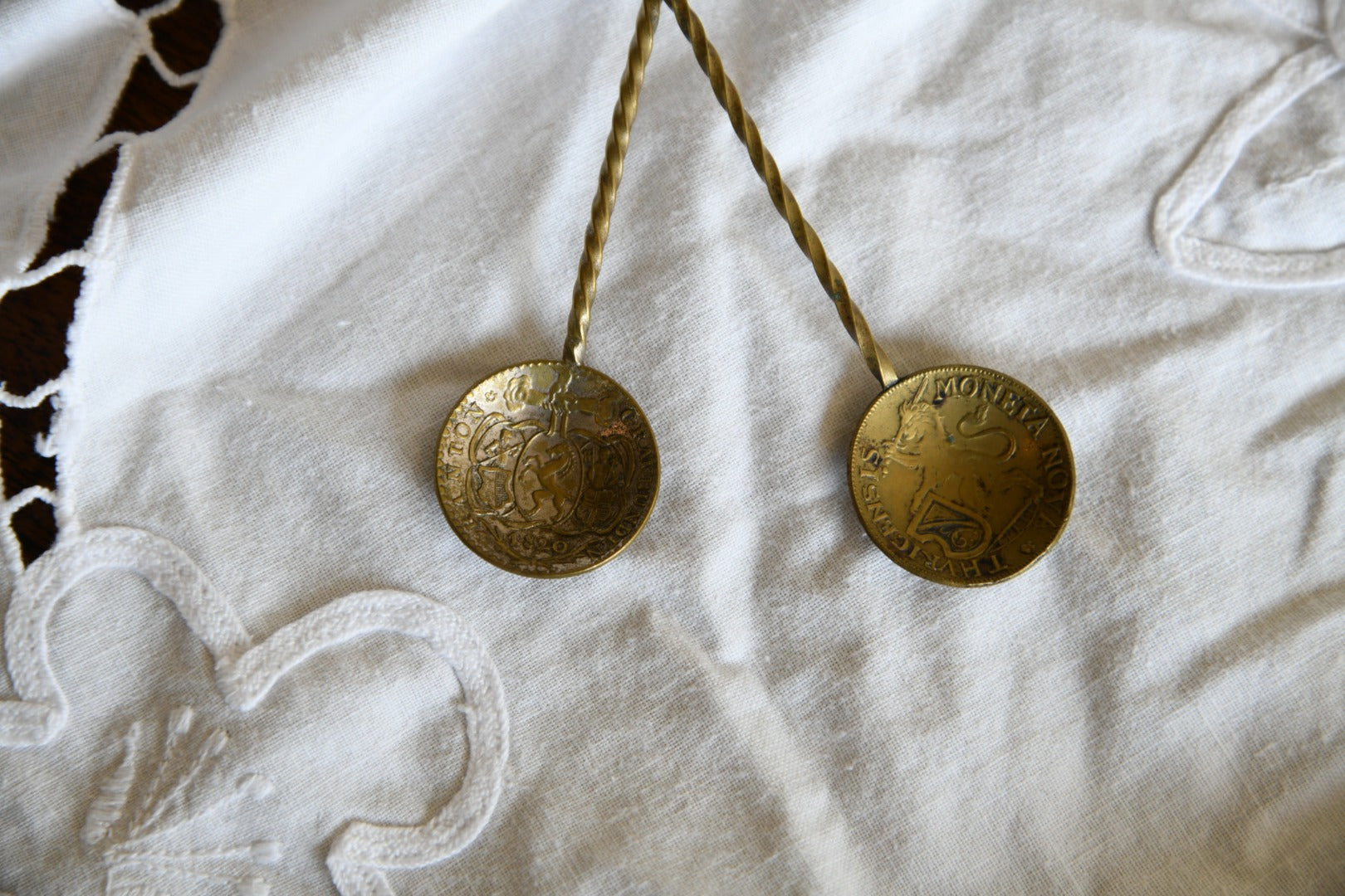 Pair Vintage Coin Spoons