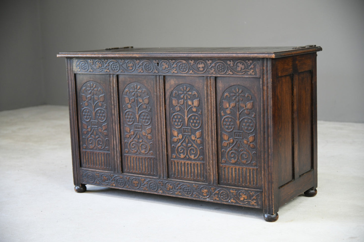 Carved Oak Coffer Chest Blanket Box