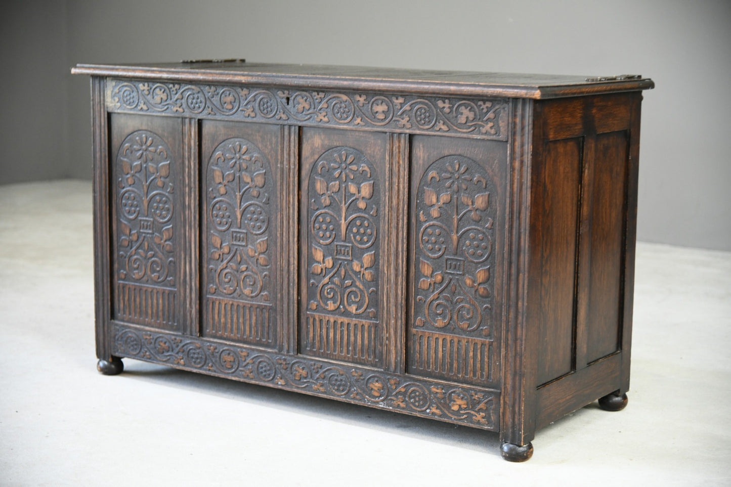 Carved Oak Coffer Chest Blanket Box