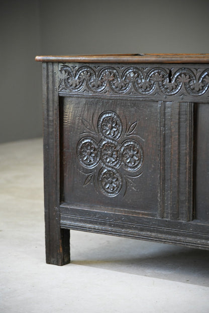 Antique Oak Carved Coffer