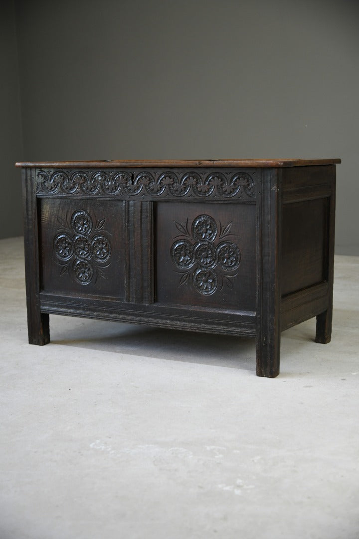 Antique Oak Carved Coffer