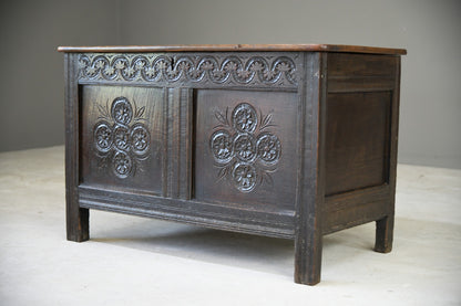 Antique Oak Carved Coffer