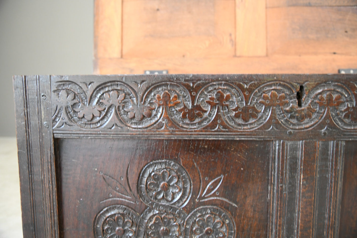 Antique Oak Carved Coffer