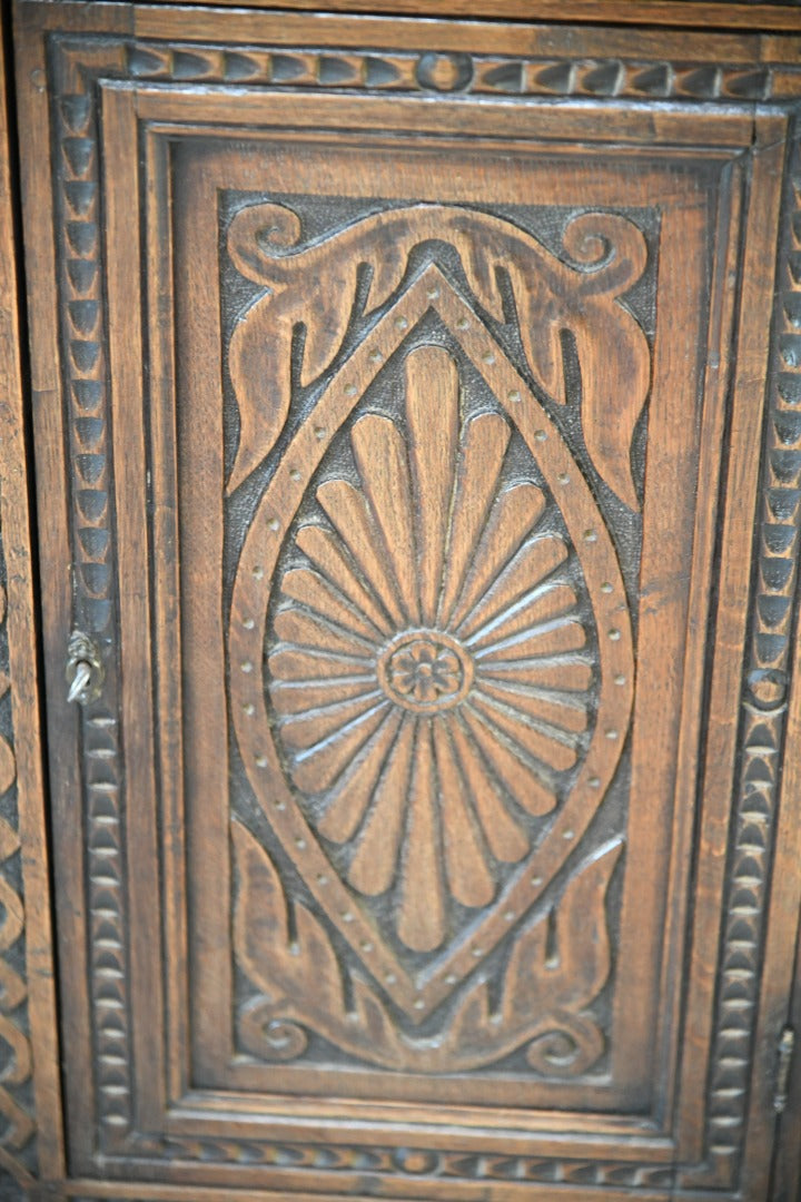 Antique Carved Oak Corner Cabinet