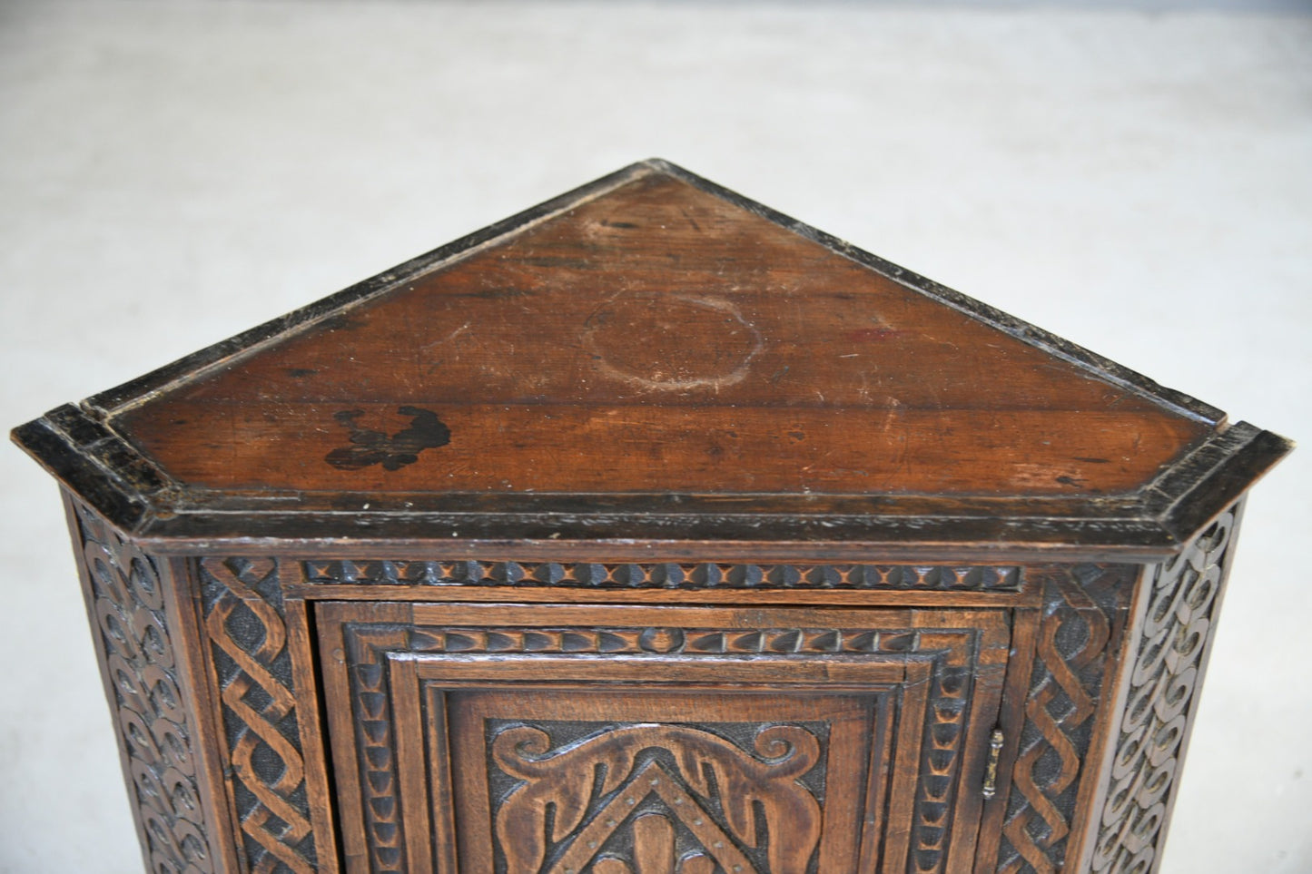 Antique Carved Oak Corner Cabinet