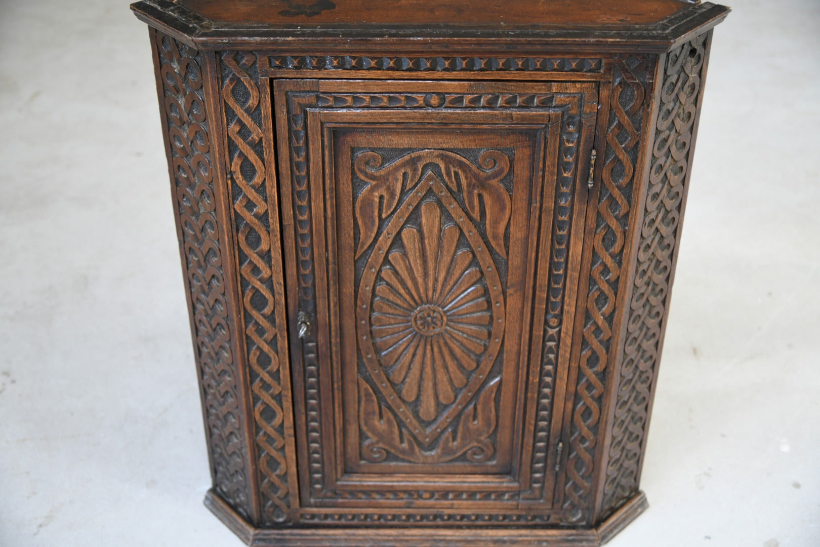 Antique Carved Oak Corner Cabinet