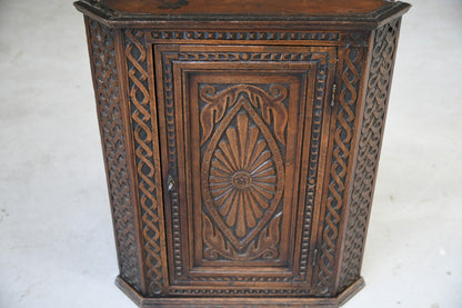 Antique Carved Oak Corner Cabinet