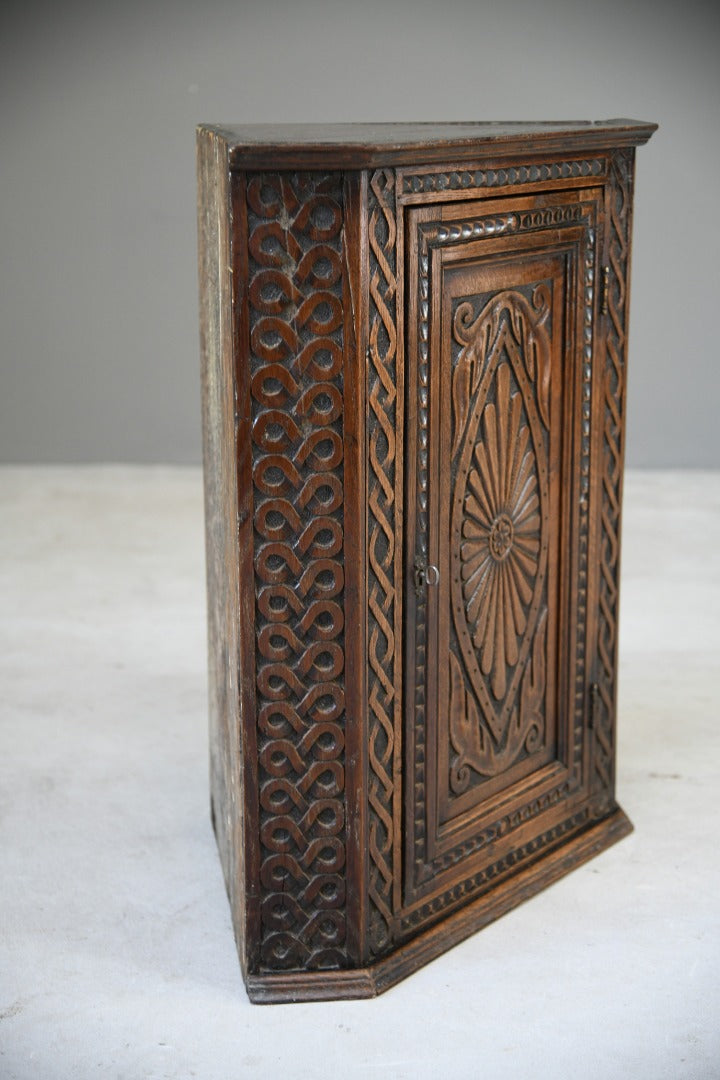 Antique Carved Oak Corner Cabinet