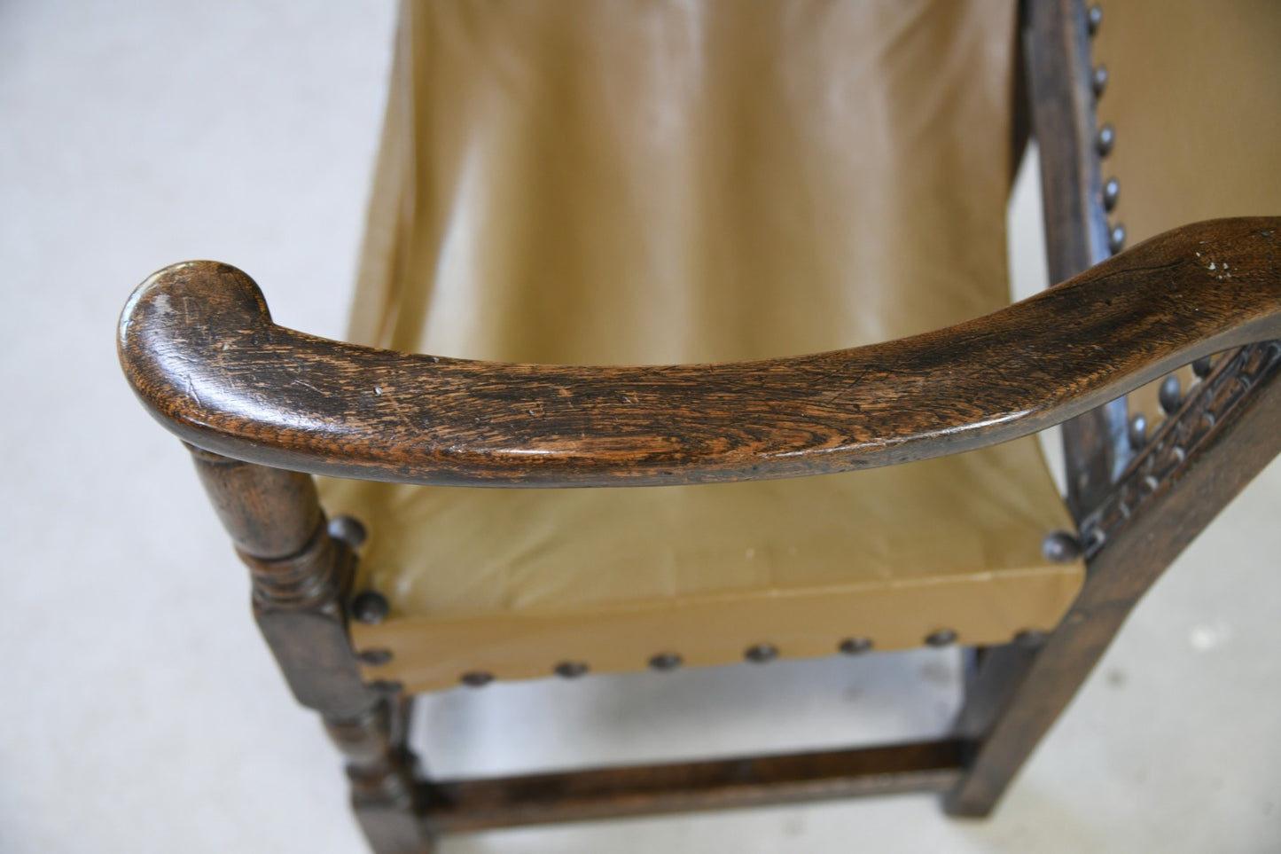 Oak and Leather Carver Chair