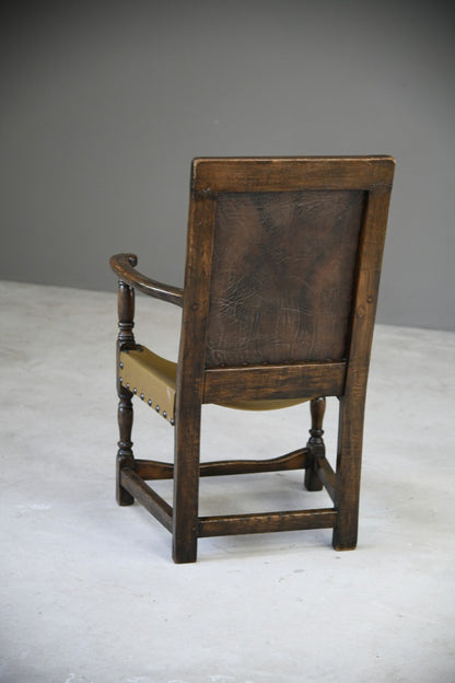 Oak and Leather Carver Chair