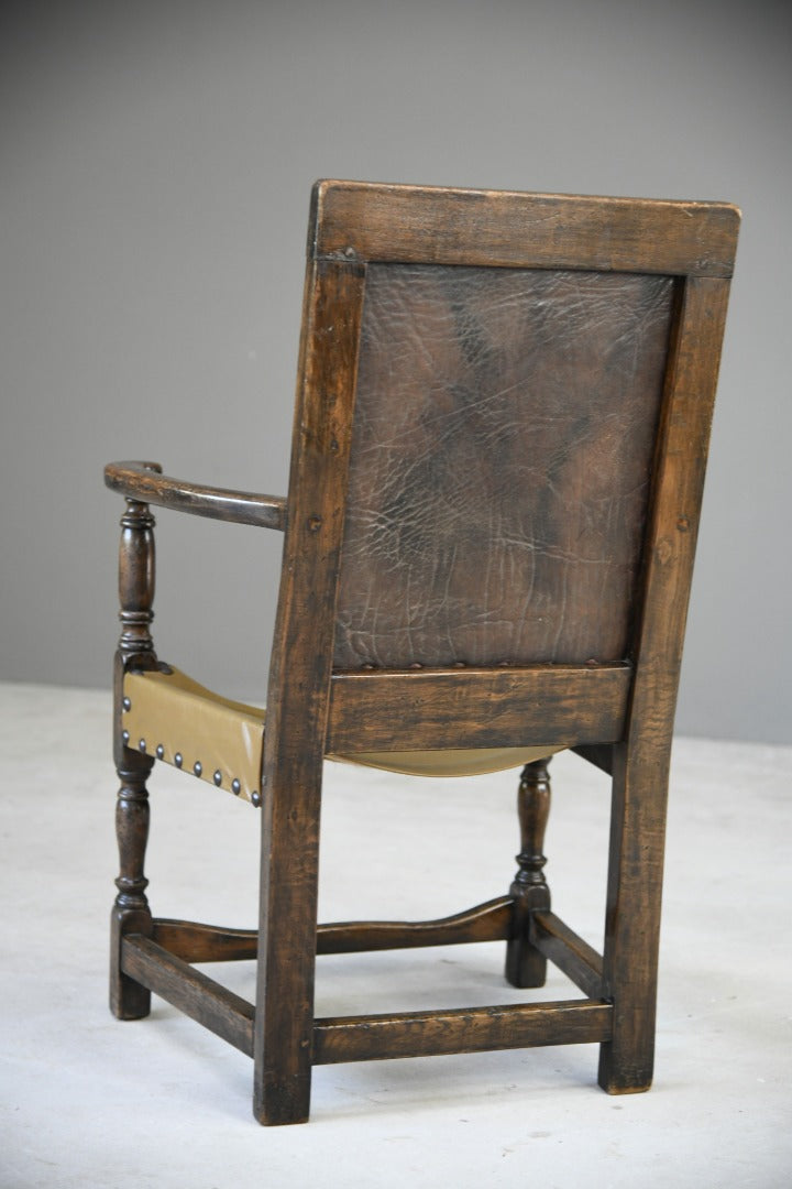 Oak and Leather Carver Chair