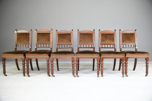6 Victorian Walnut Dining Chairs