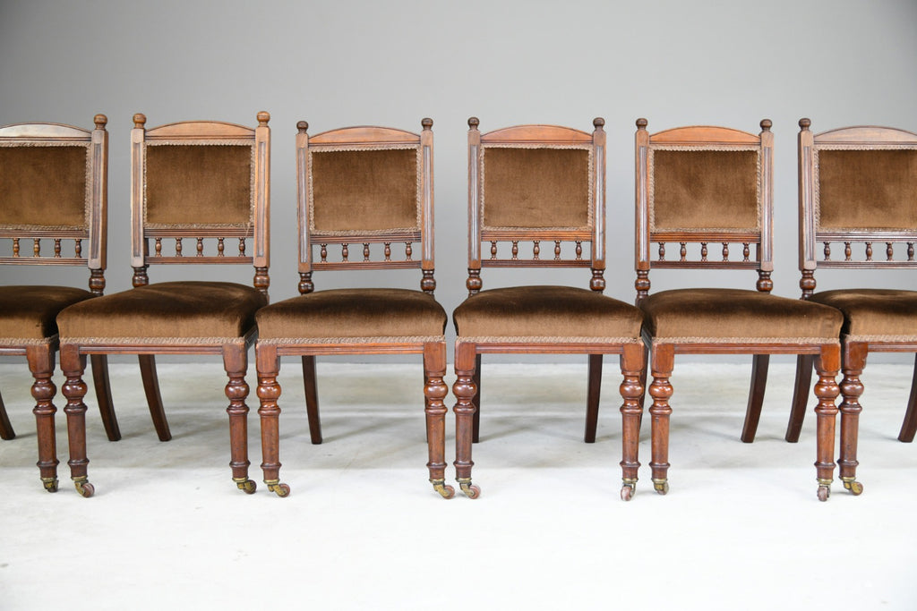 6 Victorian Walnut Dining Chairs