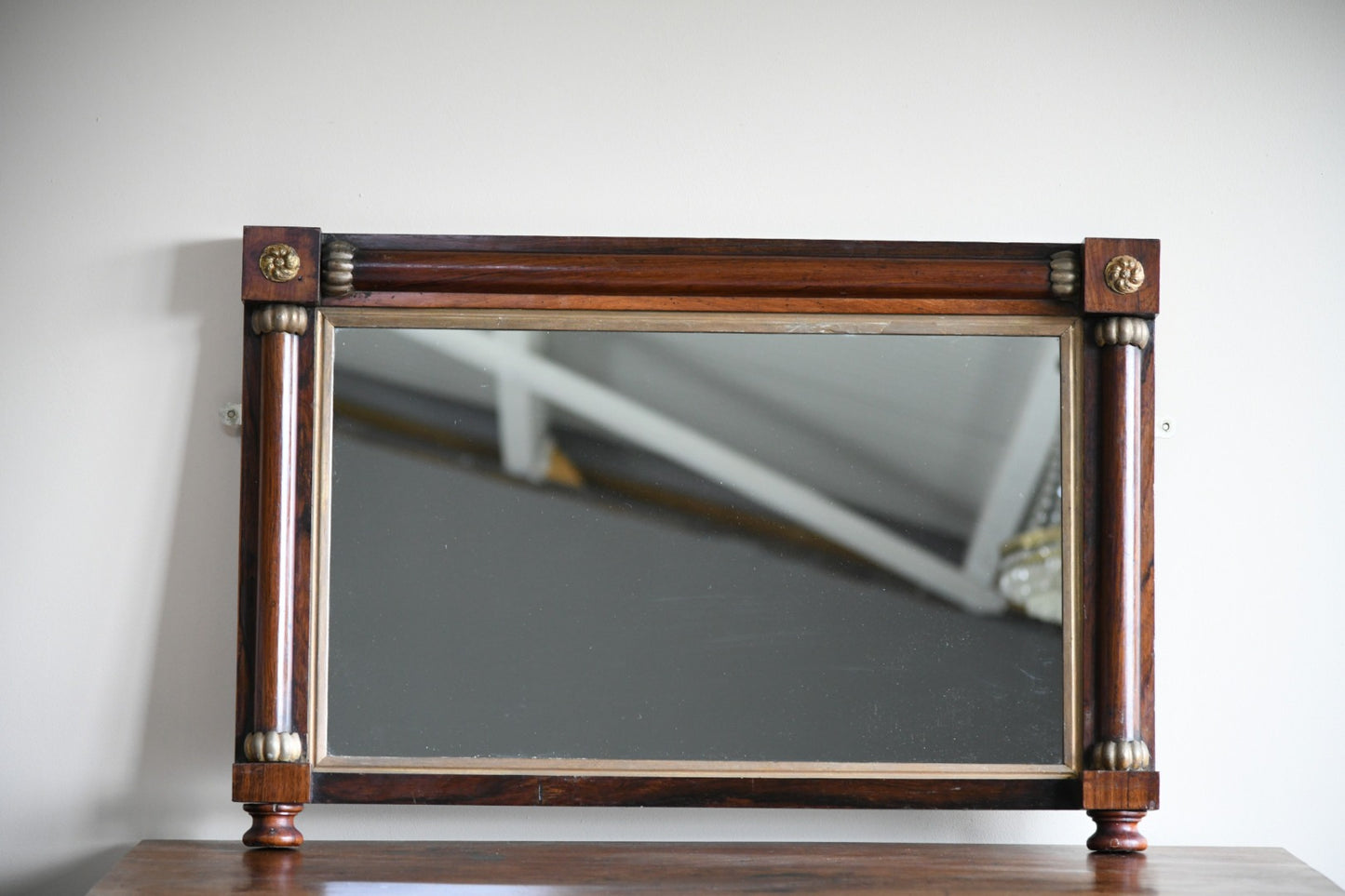 Antique Rosewood Gilt Overmantle Mirror