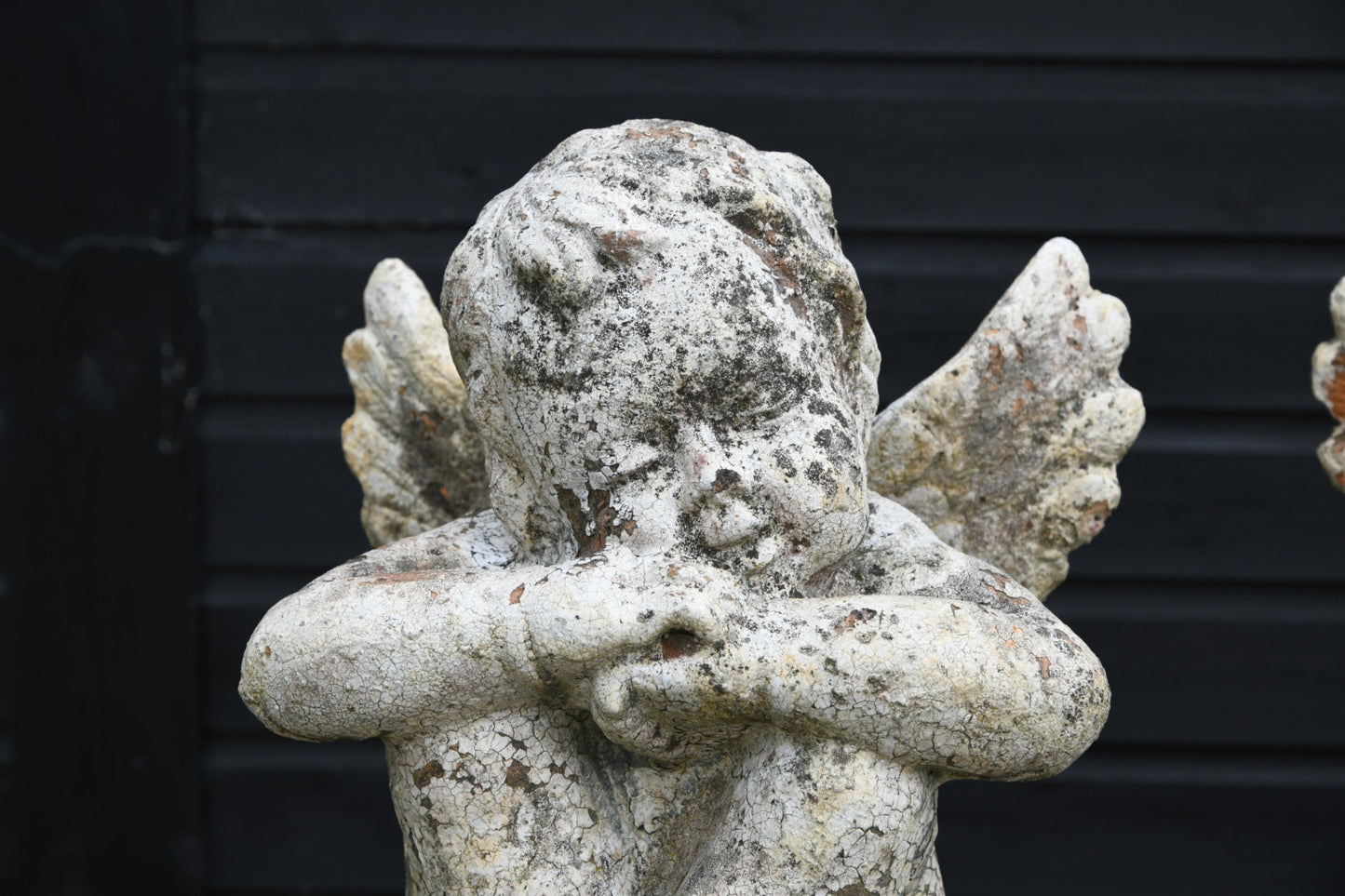 Pair Terracotta Cherub Garden Sculptures