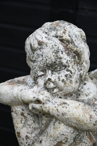 Pair Terracotta Cherub Garden Sculptures