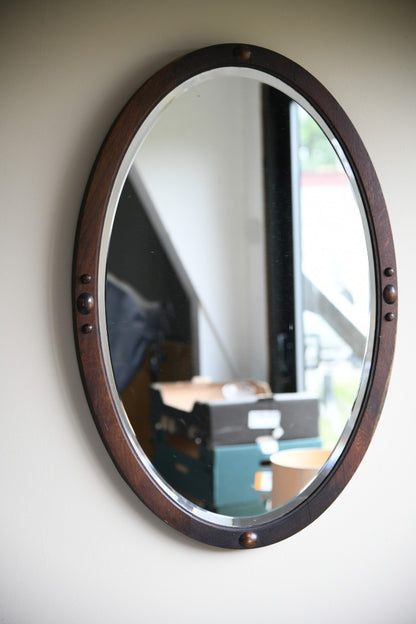 Edwardian Oval Oak Mirror