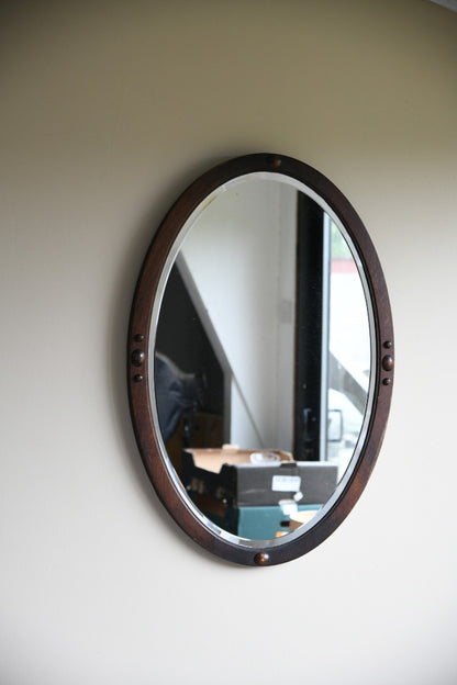 Edwardian Oval Oak Mirror