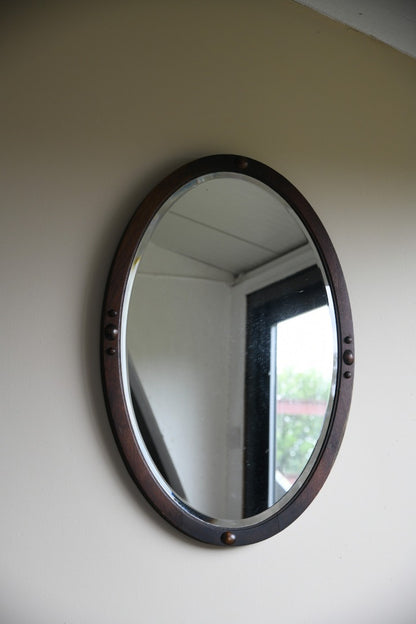 Edwardian Oval Oak Mirror