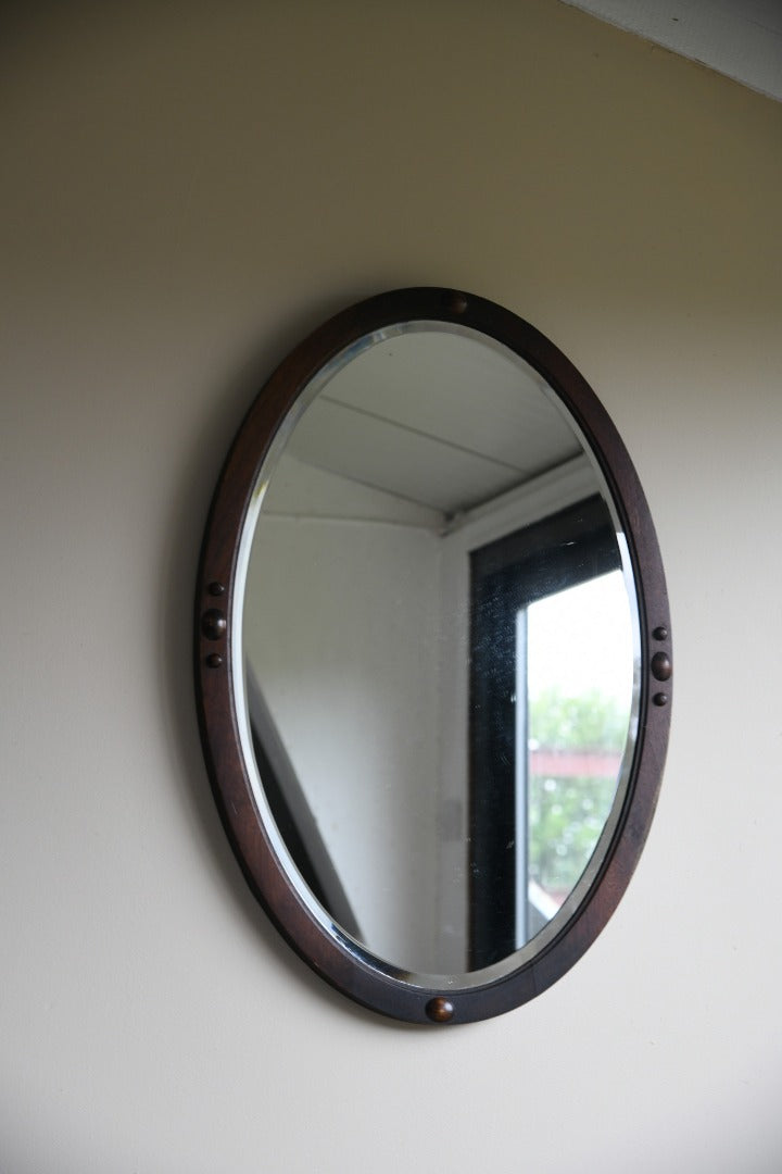 Edwardian Oval Oak Mirror