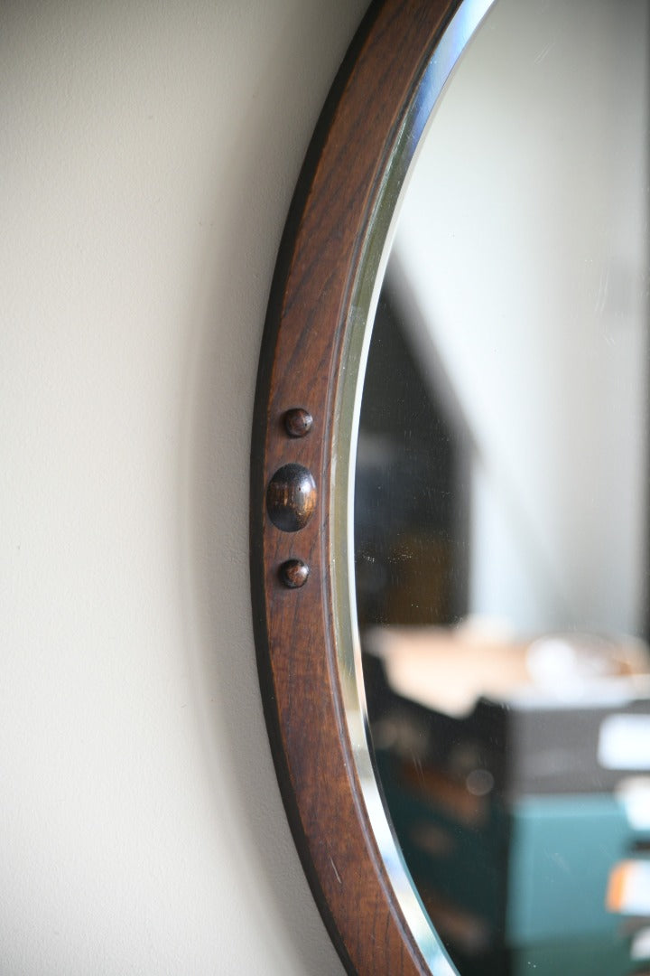 Edwardian Oval Oak Mirror