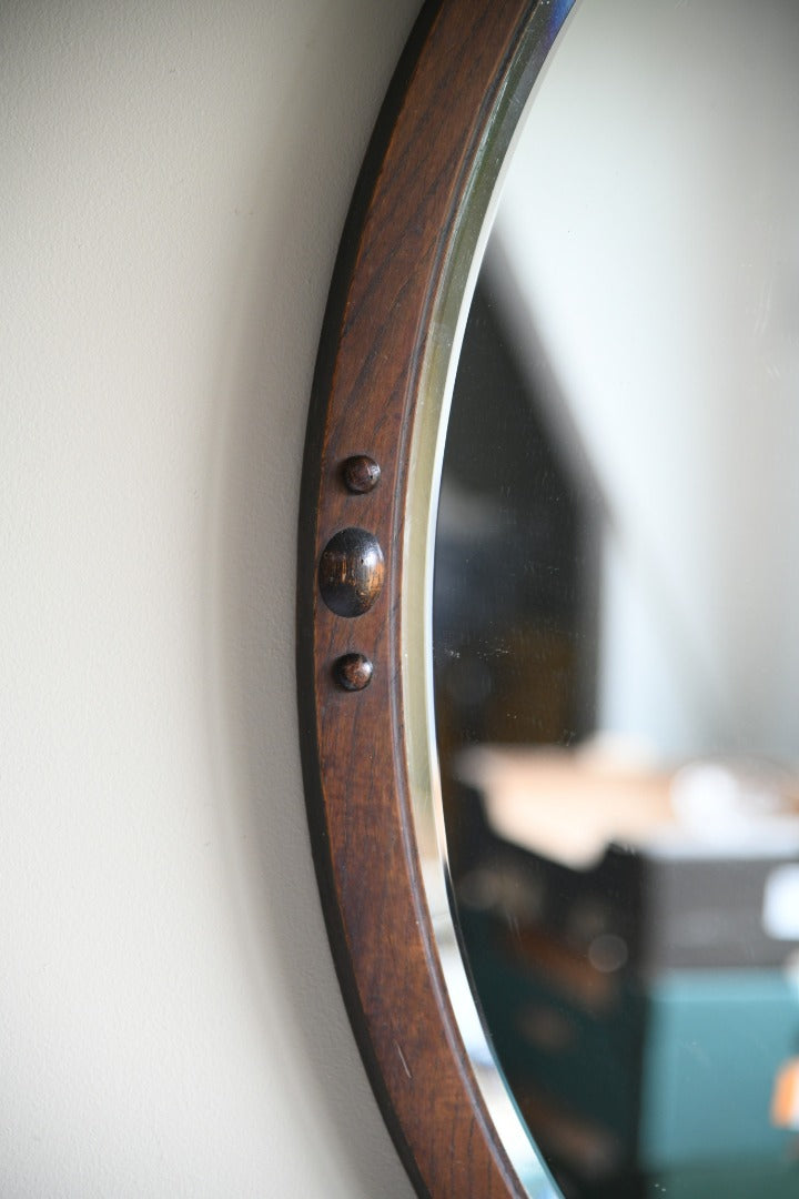 Edwardian Oval Oak Mirror